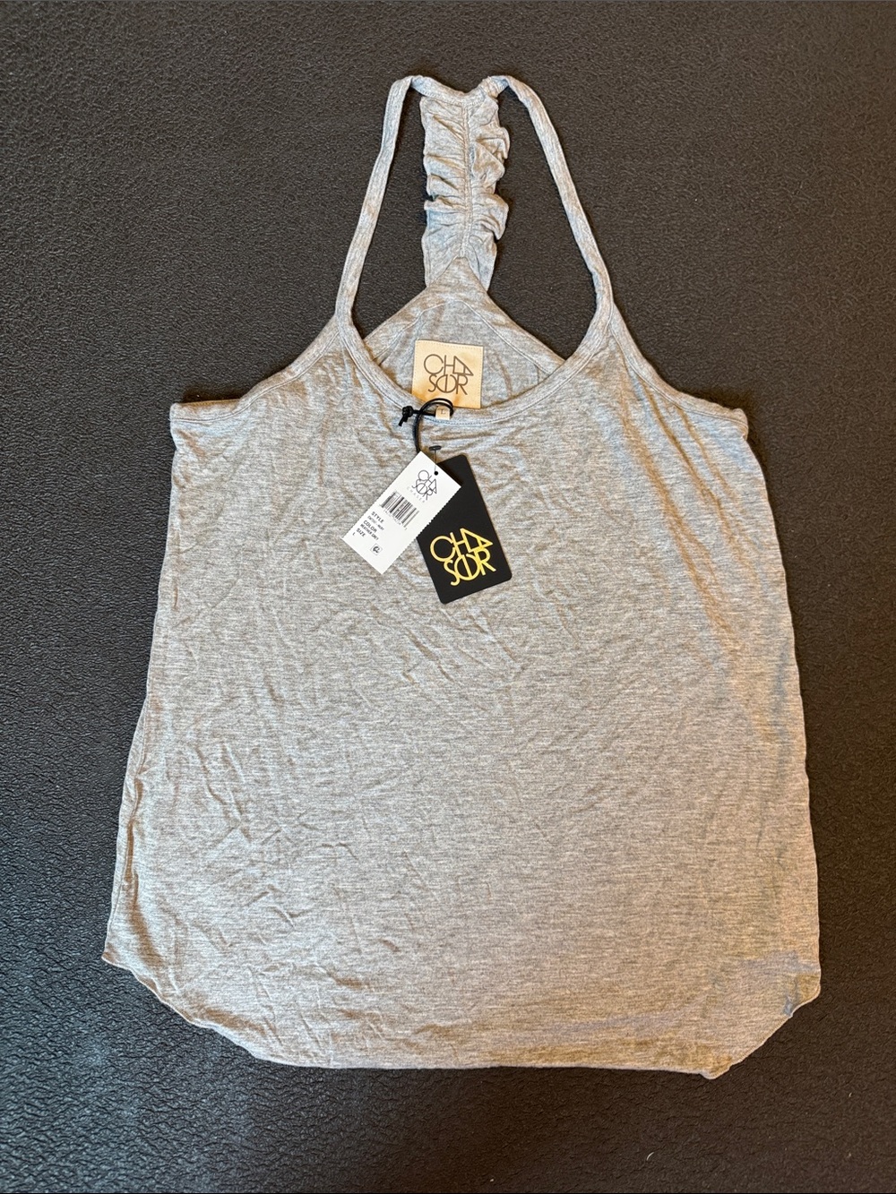 Chaser Light Gray Ruched Racerback Tank